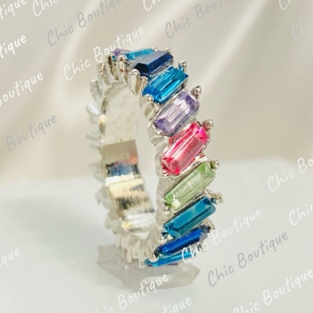 (508) Silver Plated CZ Multicolor Women's Ring